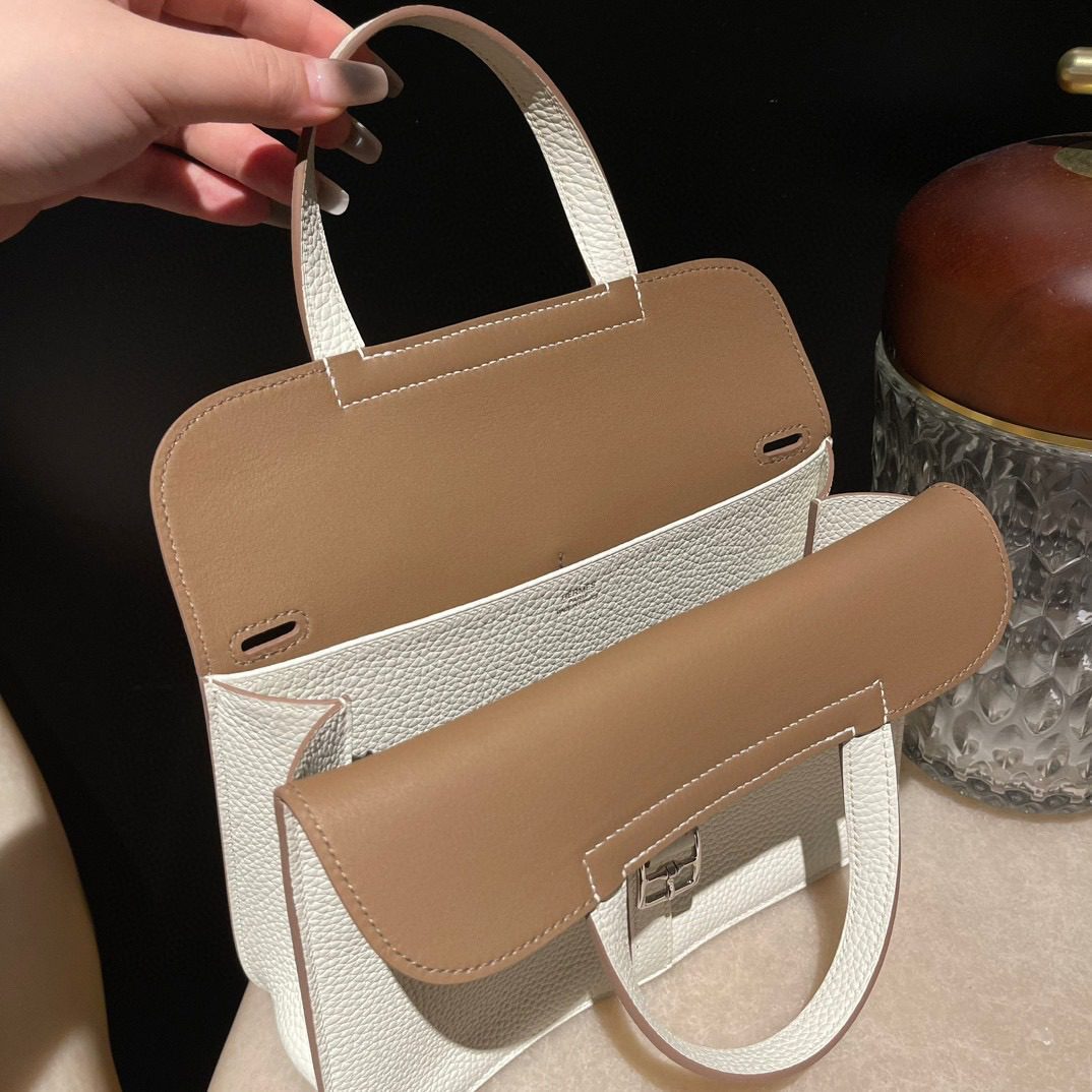 Hermès Halzan 25 :0T+D0 Clemence leather view 6