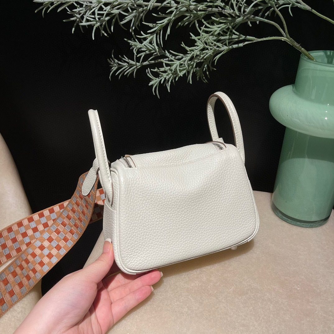 Hermès Mini Lindy :0T Clemence leather view 5