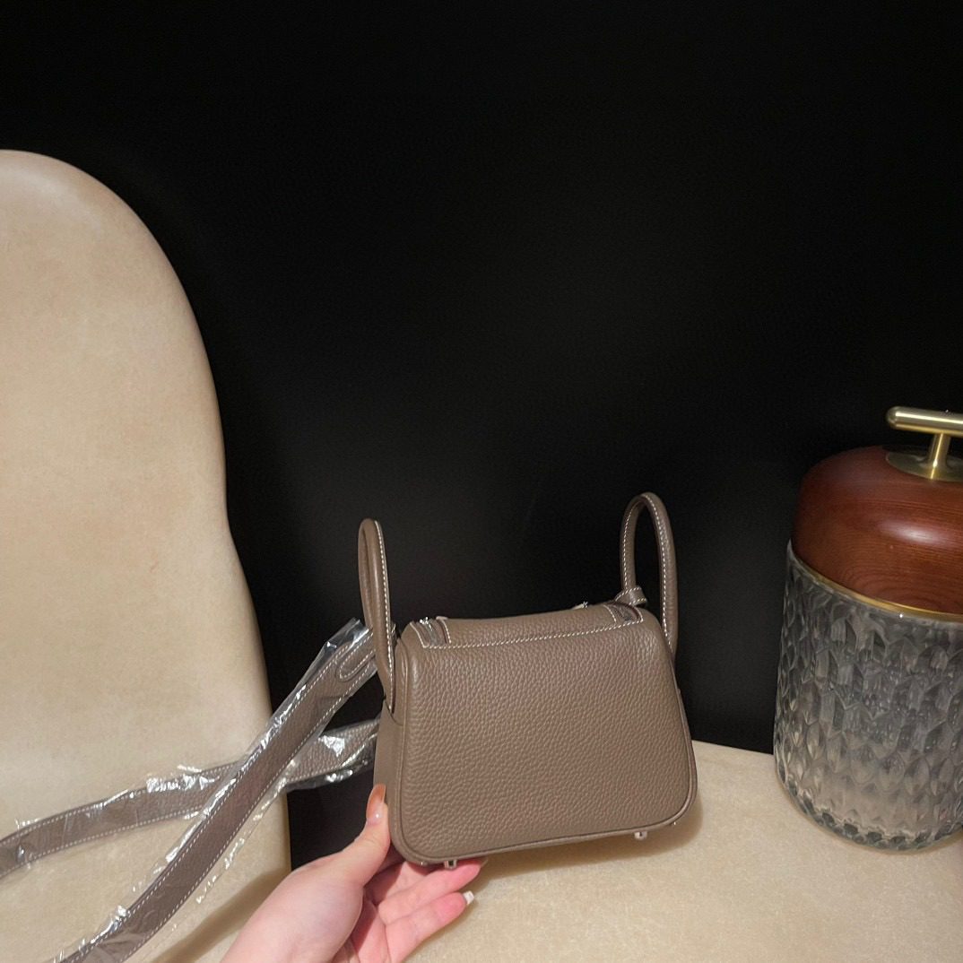 Hermès Mini Lindy Clemence leather view 5