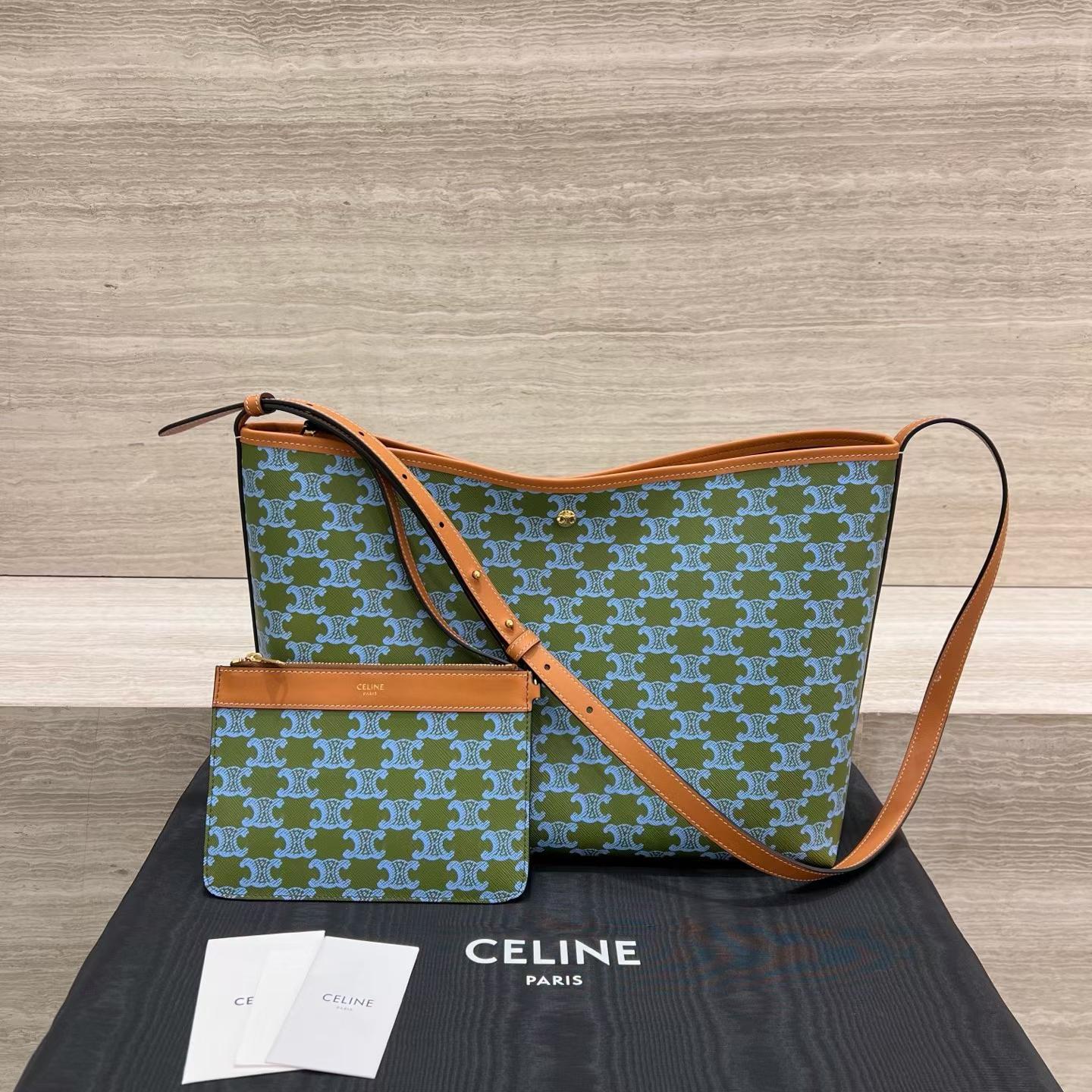 Celine Soft Shopper Bag In Triomphe Canvas And Calfskin view 1