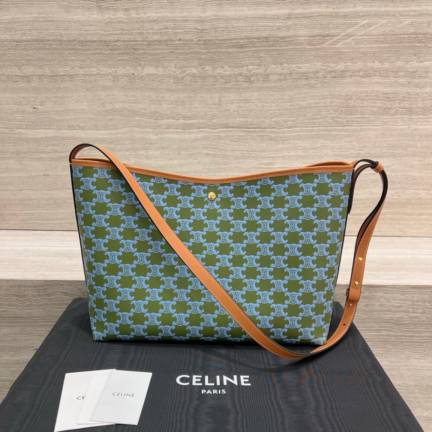 Celine Soft Shopper Bag In Triomphe Canvas And Calfskin view 2