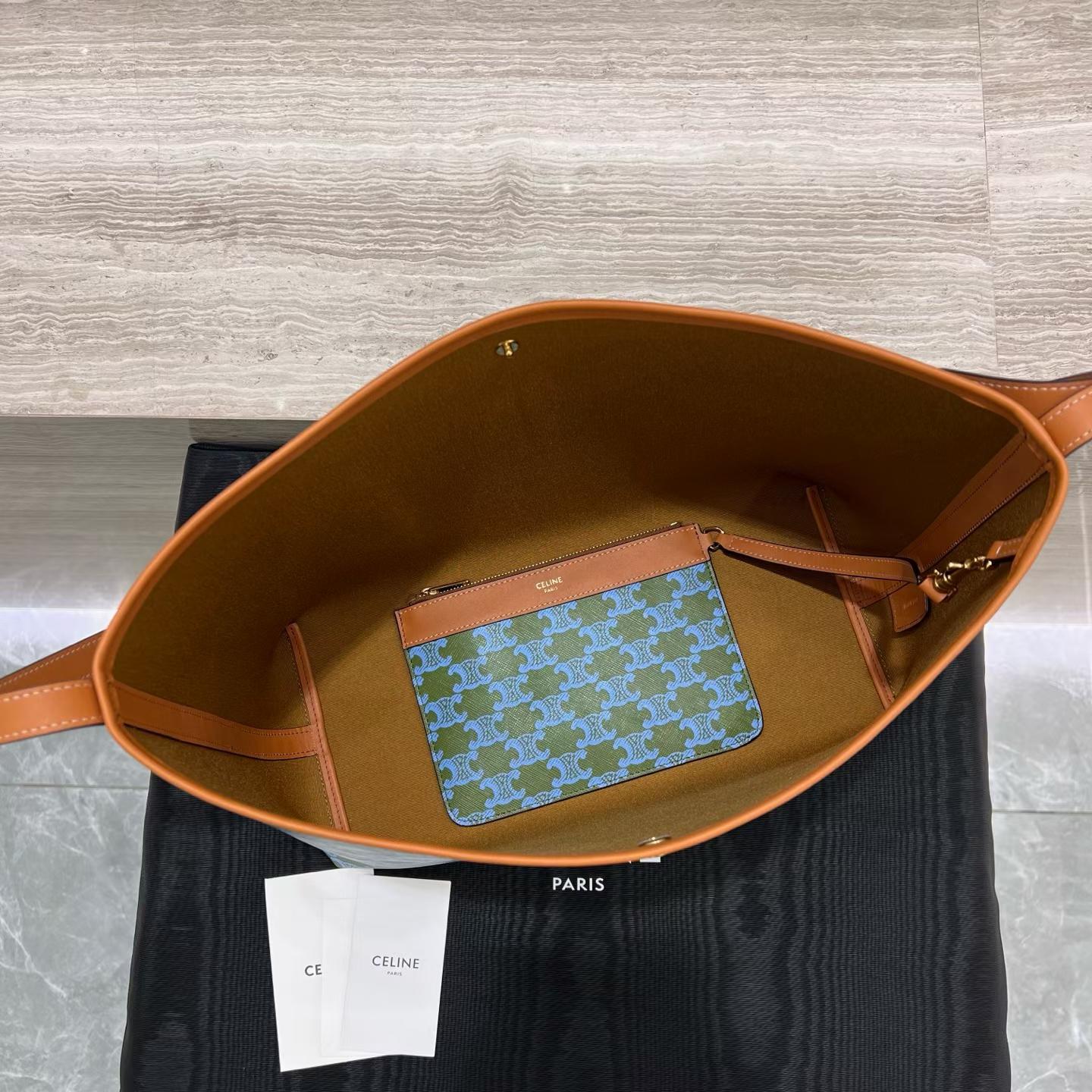 Celine Soft Shopper Bag In Triomphe Canvas And Calfskin view 5