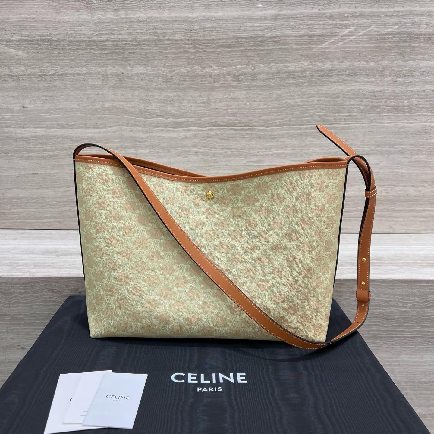 Celine Soft Shopper Bag In Triomphe Canvas And Calfskin view 2