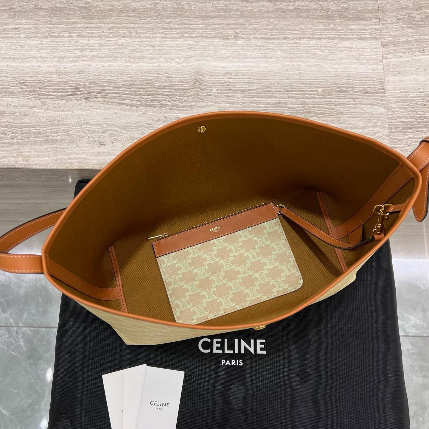 Celine Soft Shopper Bag In Triomphe Canvas And Calfskin view 4