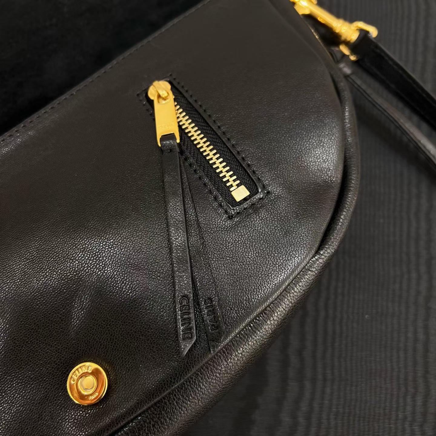 Celine Little Halfmoon Soft Triomphe In Supple Shiny Lambskin view 5