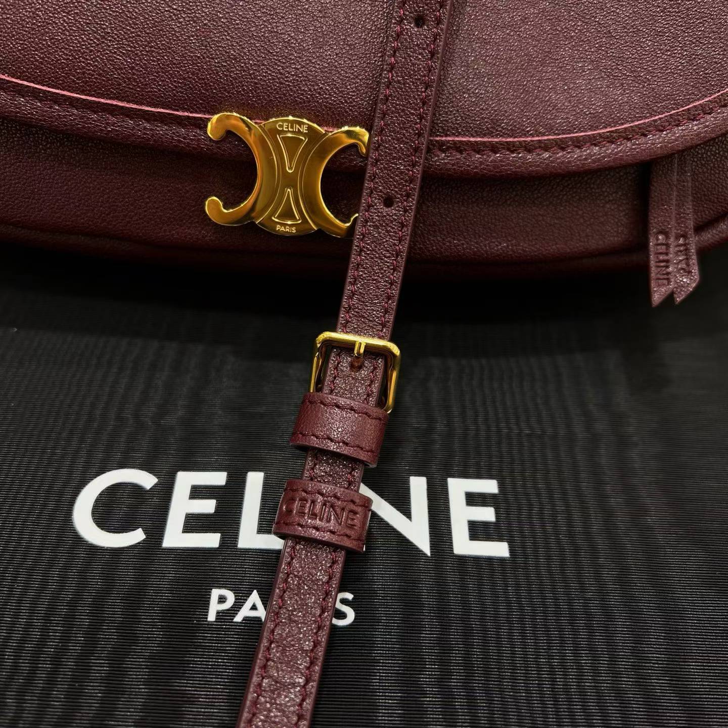 Celine Little Halfmoon Soft Triomphe In Supple Shiny Lambskin view 5