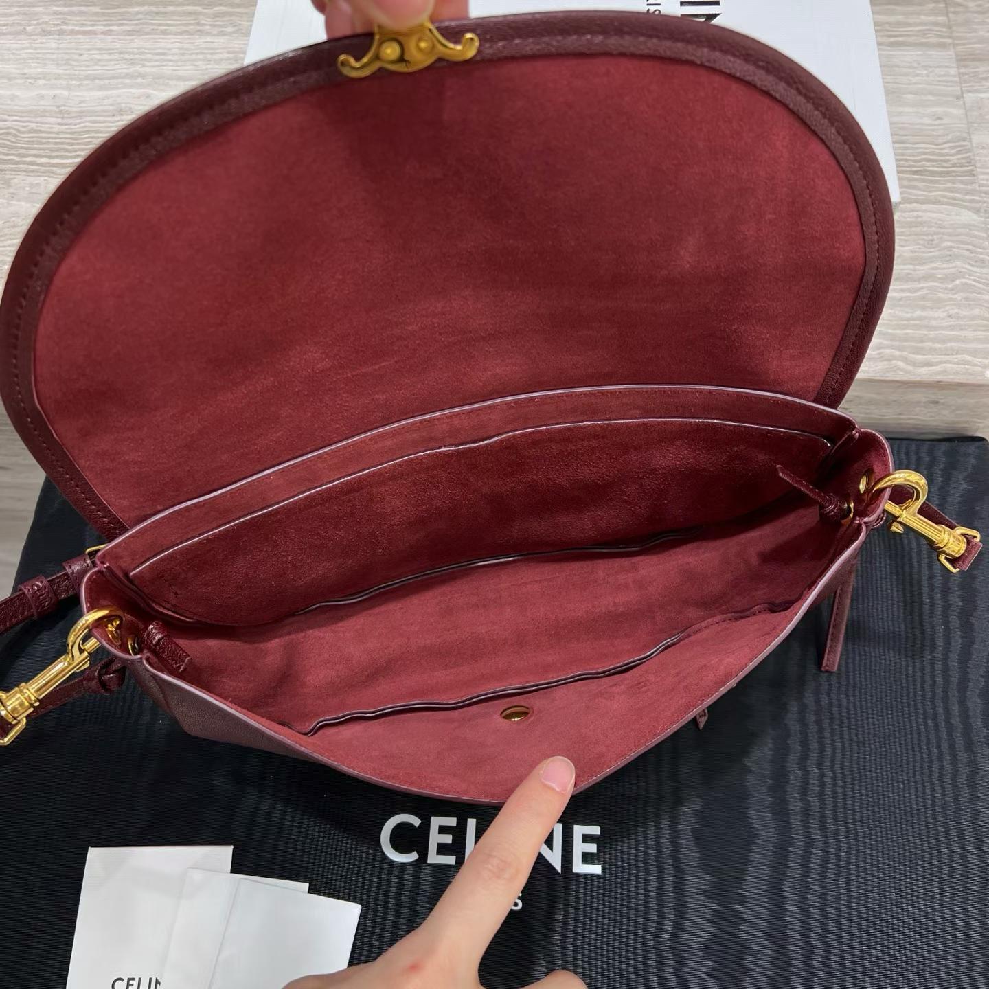 Celine Little Halfmoon Soft Triomphe In Supple Shiny Lambskin view 7