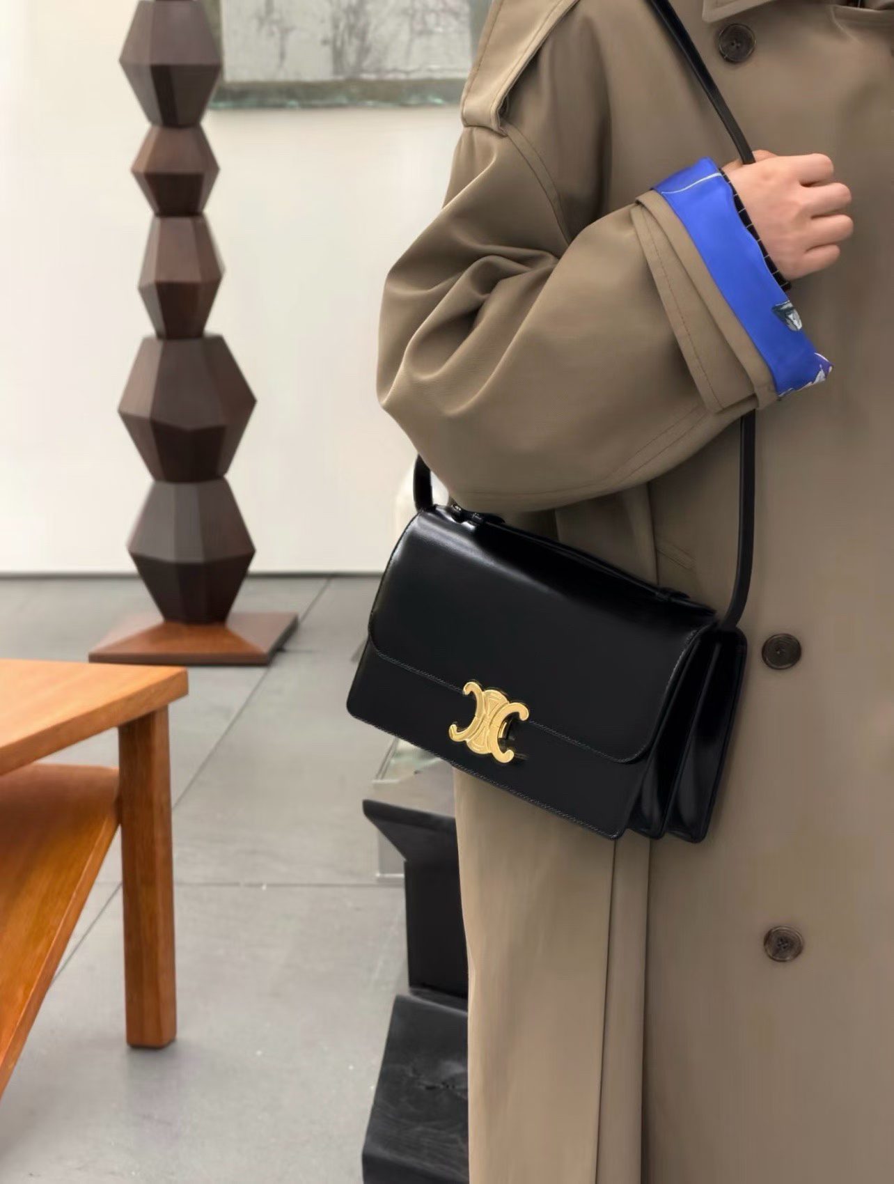 Celine MEDIUM TRIOMPHE FOLIO IN Natural calfskin view 9