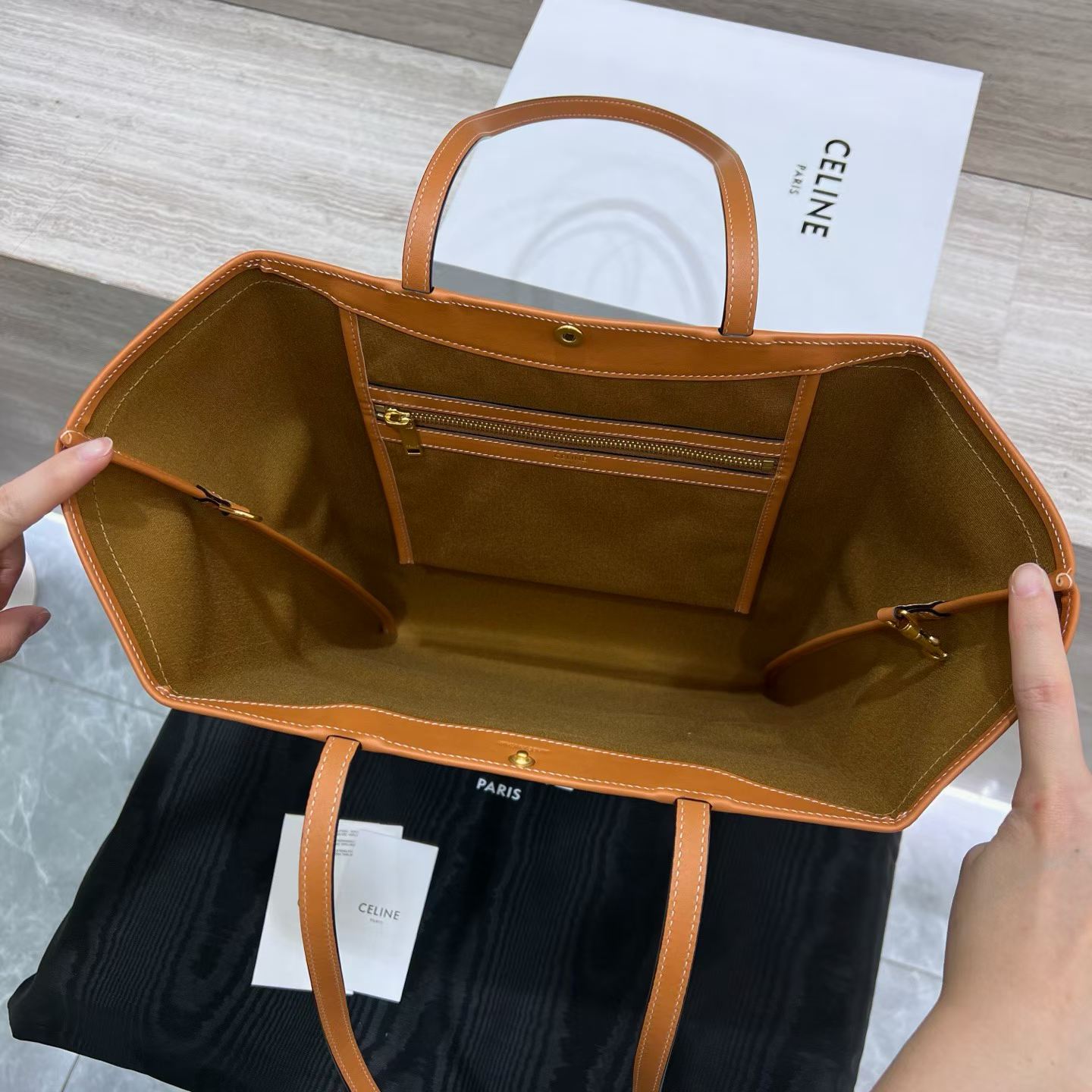 Celine Medium Flat Shopper In Triomphe Canvas view 4