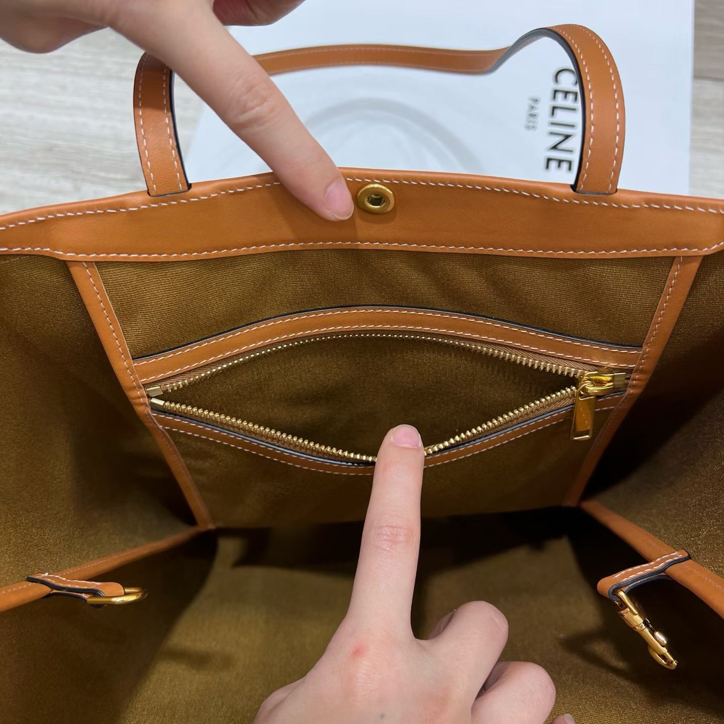 Celine Medium Flat Shopper In Triomphe Canvas view 5