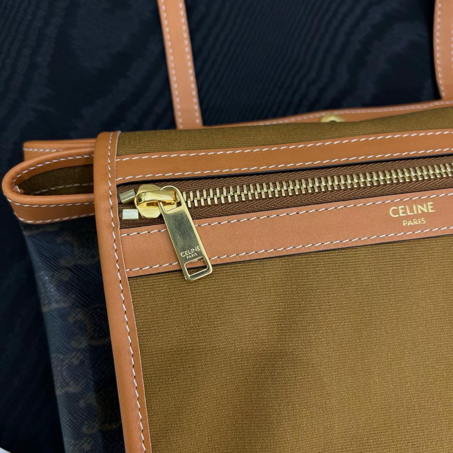Celine Medium Flat Shopper In Triomphe Canvas view 6