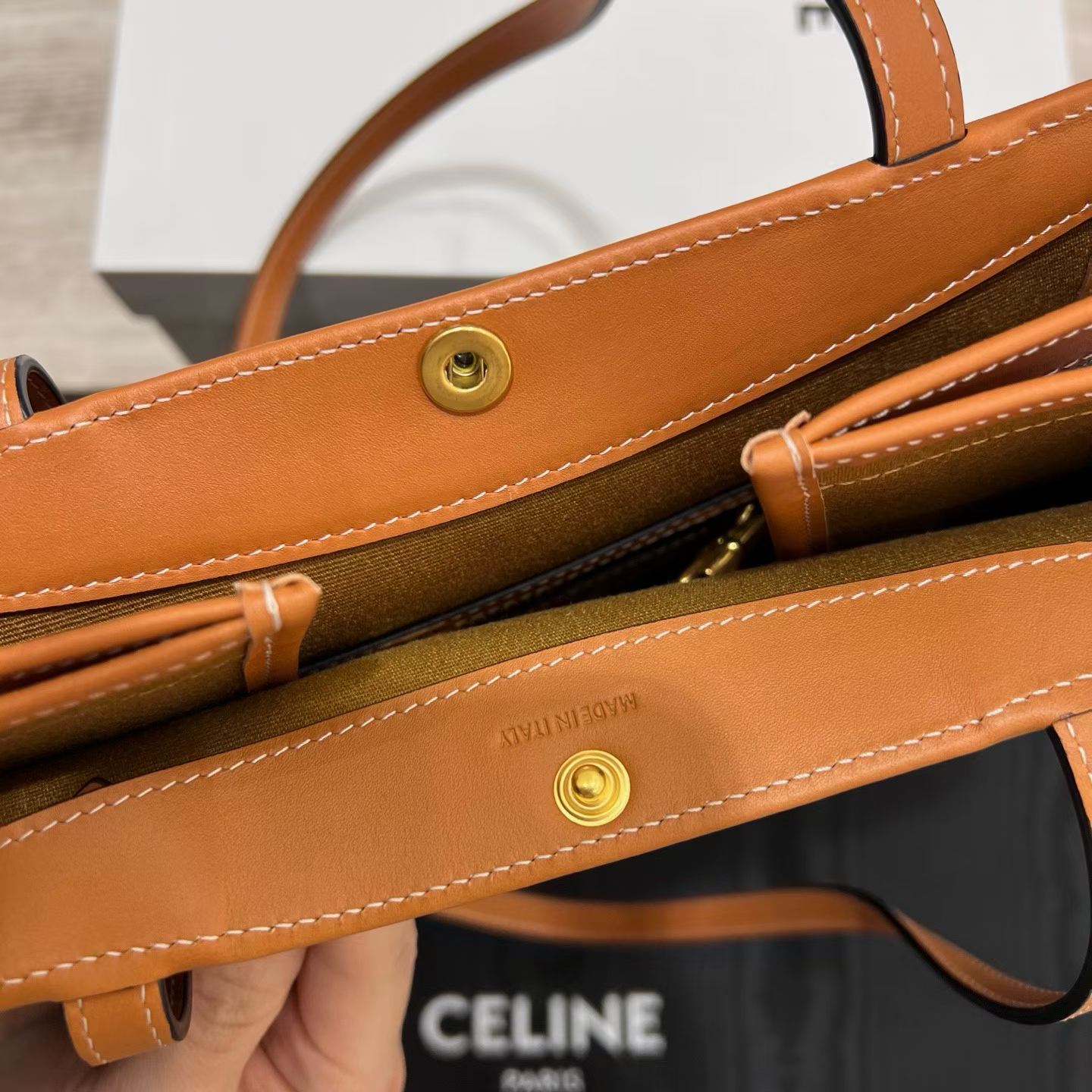 Celine Medium Flat Shopper In Triomphe Canvas view 7