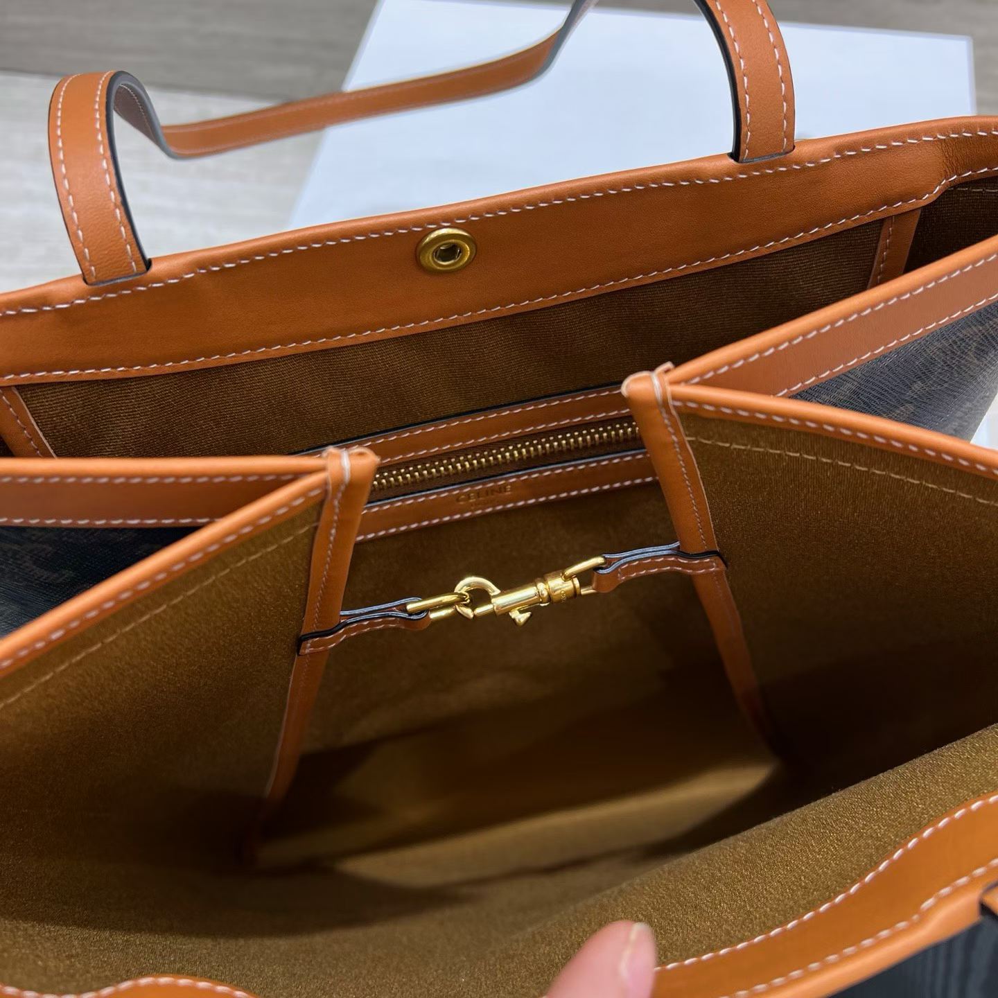 Celine Medium Flat Shopper In Triomphe Canvas view 8