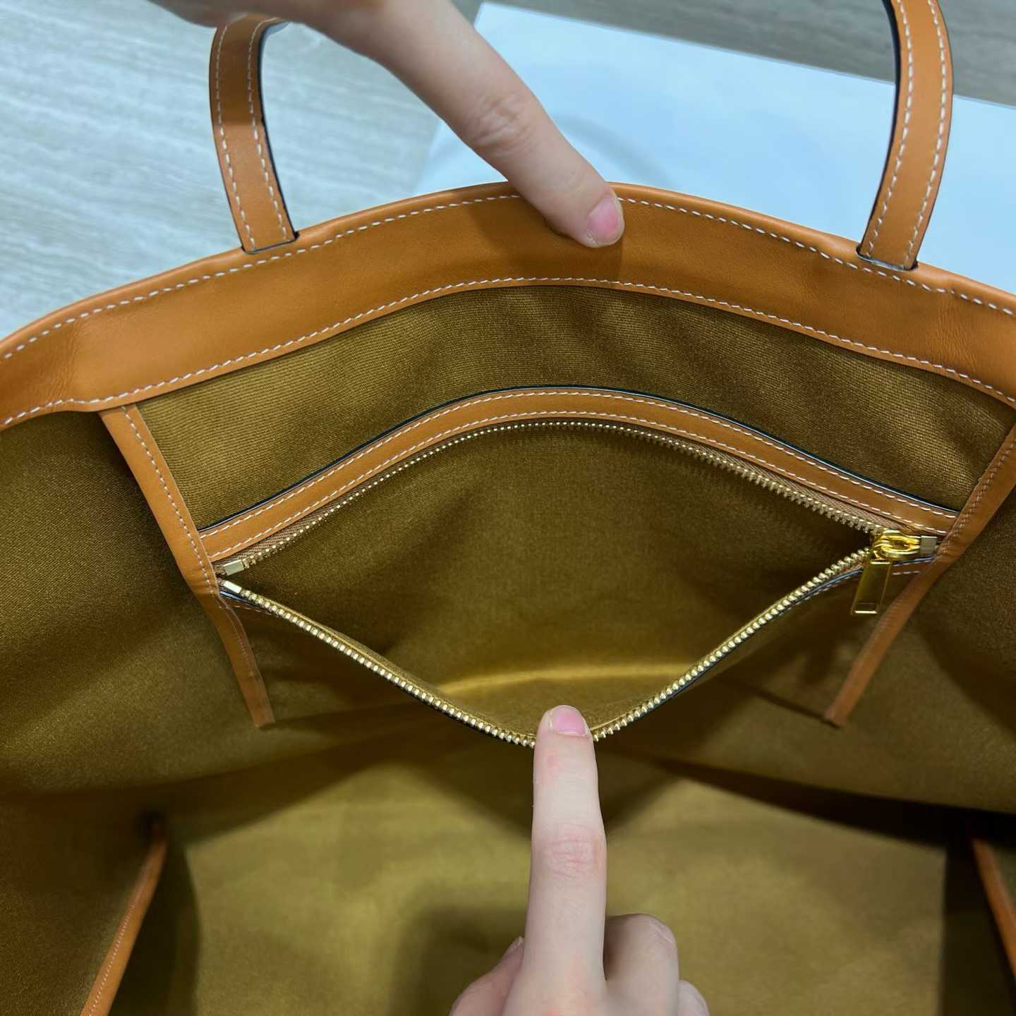 Celine Big Flat Shopper In Triomphe Canvas And Natural Calfskin view 4