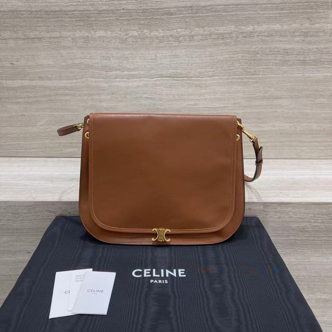Celine Soft Triomphe Besace In Supple Shiny Lambskin view 2