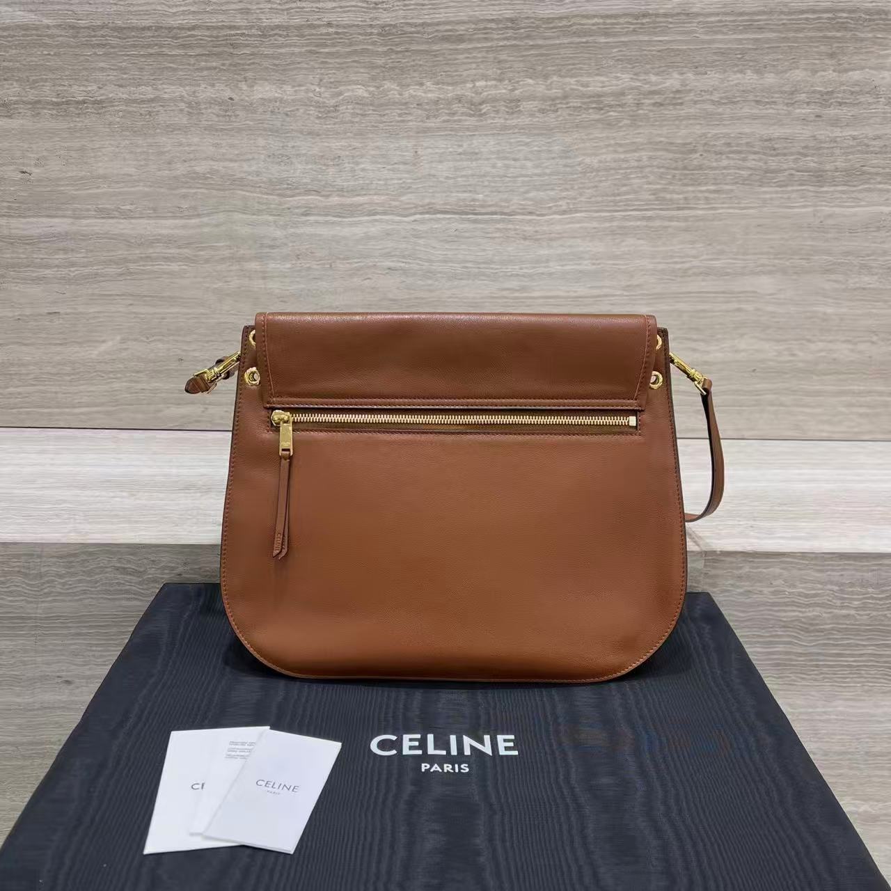 Celine Soft Triomphe Besace In Supple Shiny Lambskin view 3