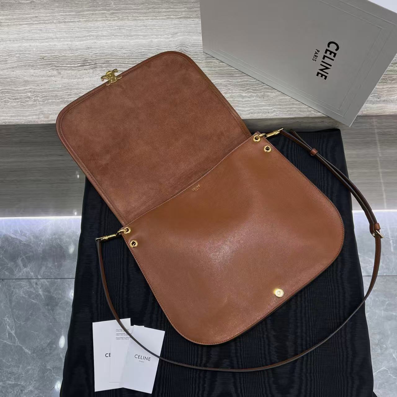 Celine Soft Triomphe Besace In Supple Shiny Lambskin view 4