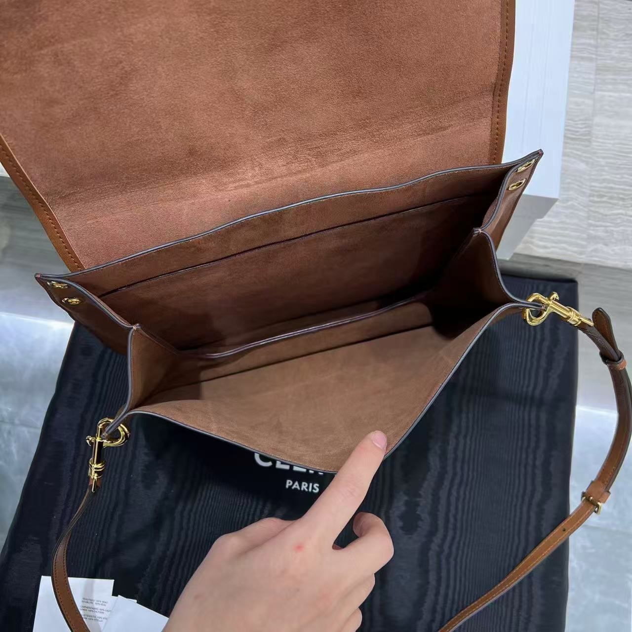 Celine Soft Triomphe Besace In Supple Shiny Lambskin view 5