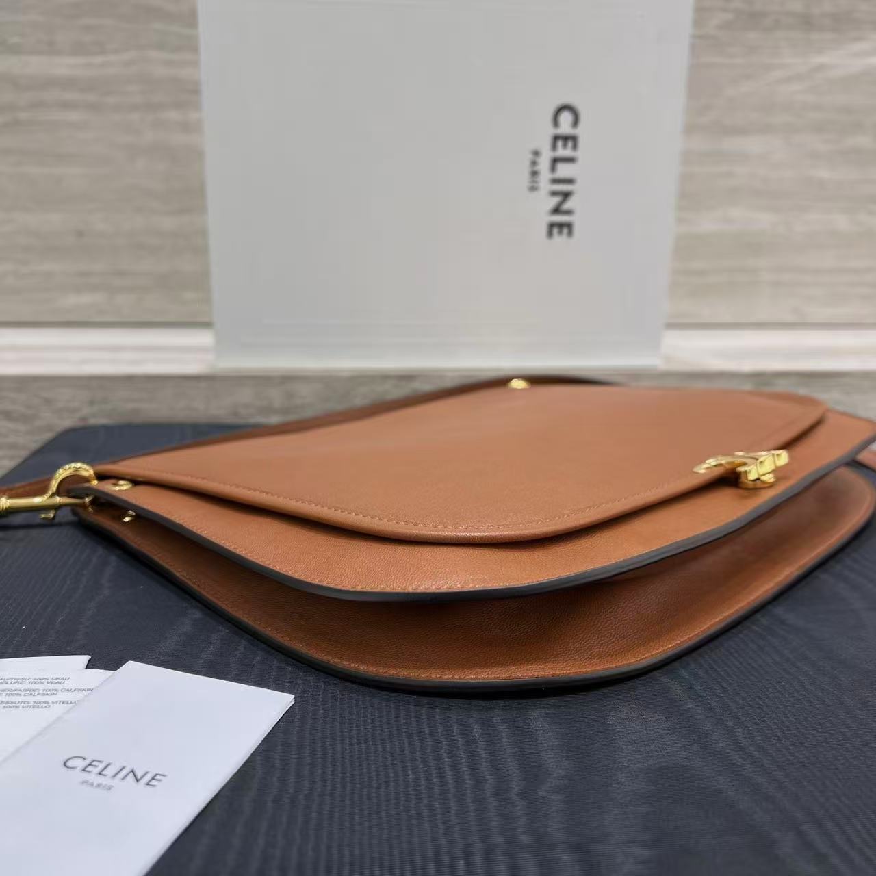 Celine Soft Triomphe Besace In Supple Shiny Lambskin view 6