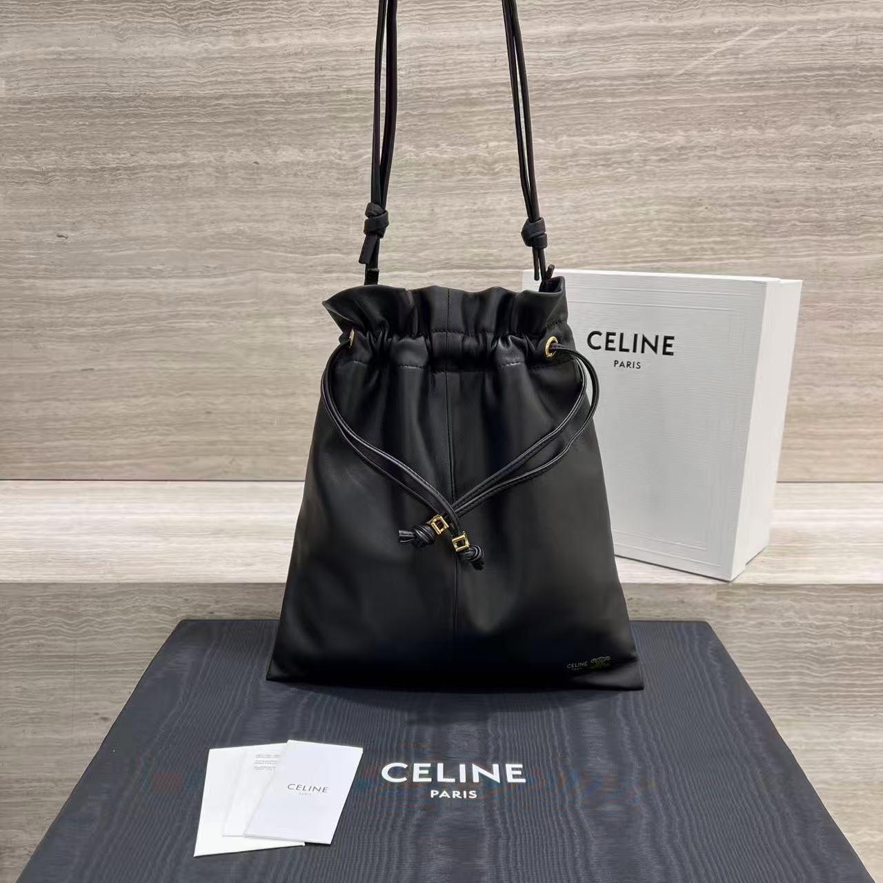 Celine Small Crystal Pouch In Lambskin view 1