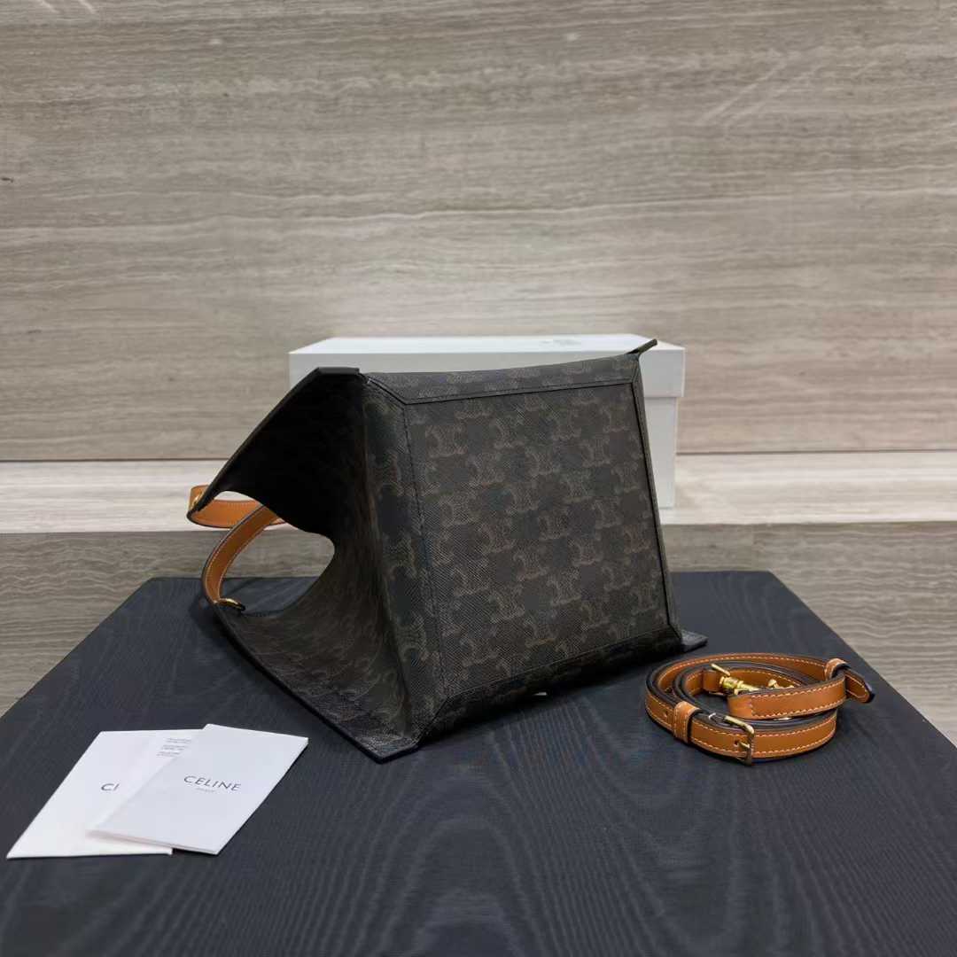 Celine SMALL CUBE BAG IN Triomphe Canvas and NATURAL Calfskin view 3