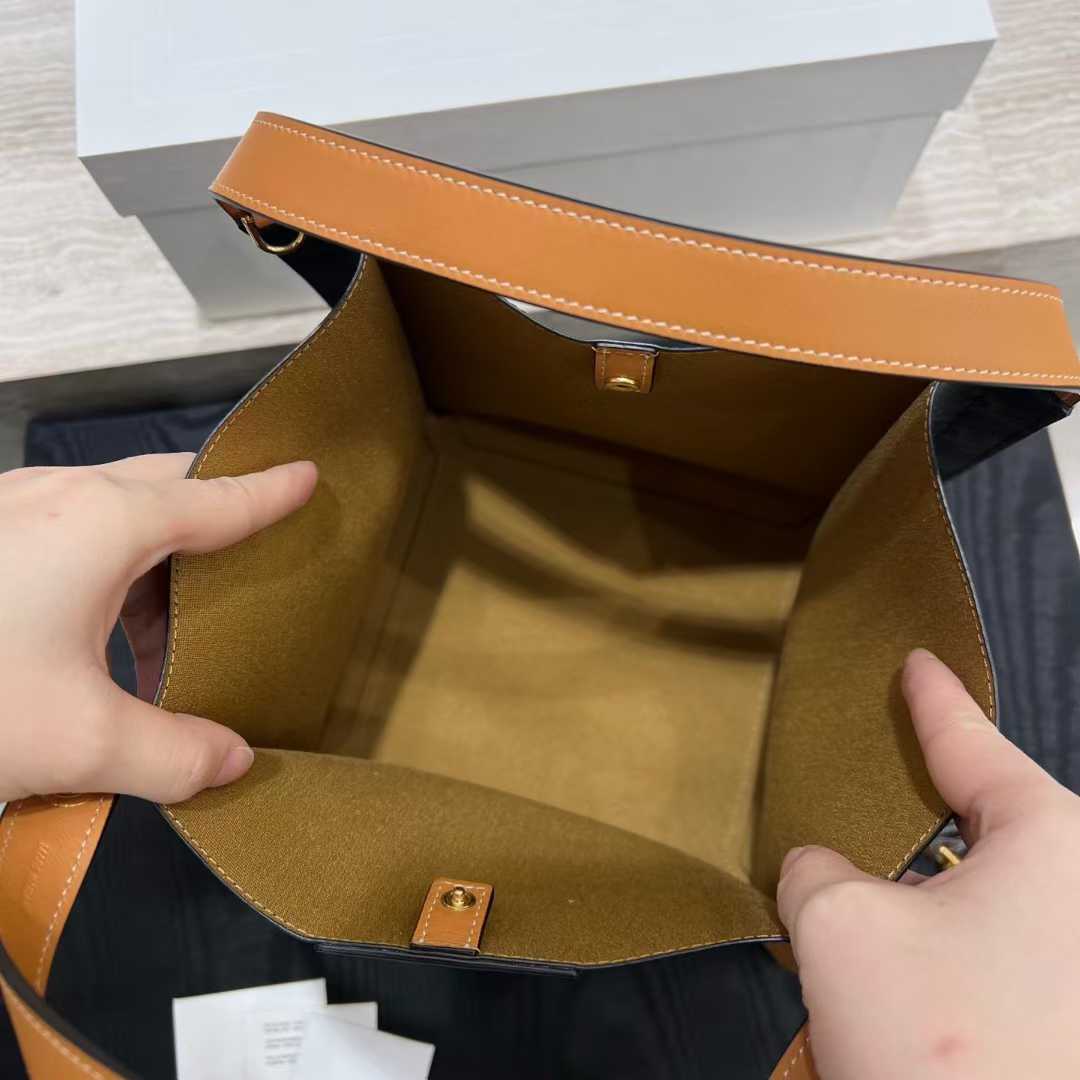 Celine SMALL CUBE BAG IN Triomphe Canvas and NATURAL Calfskin view 4