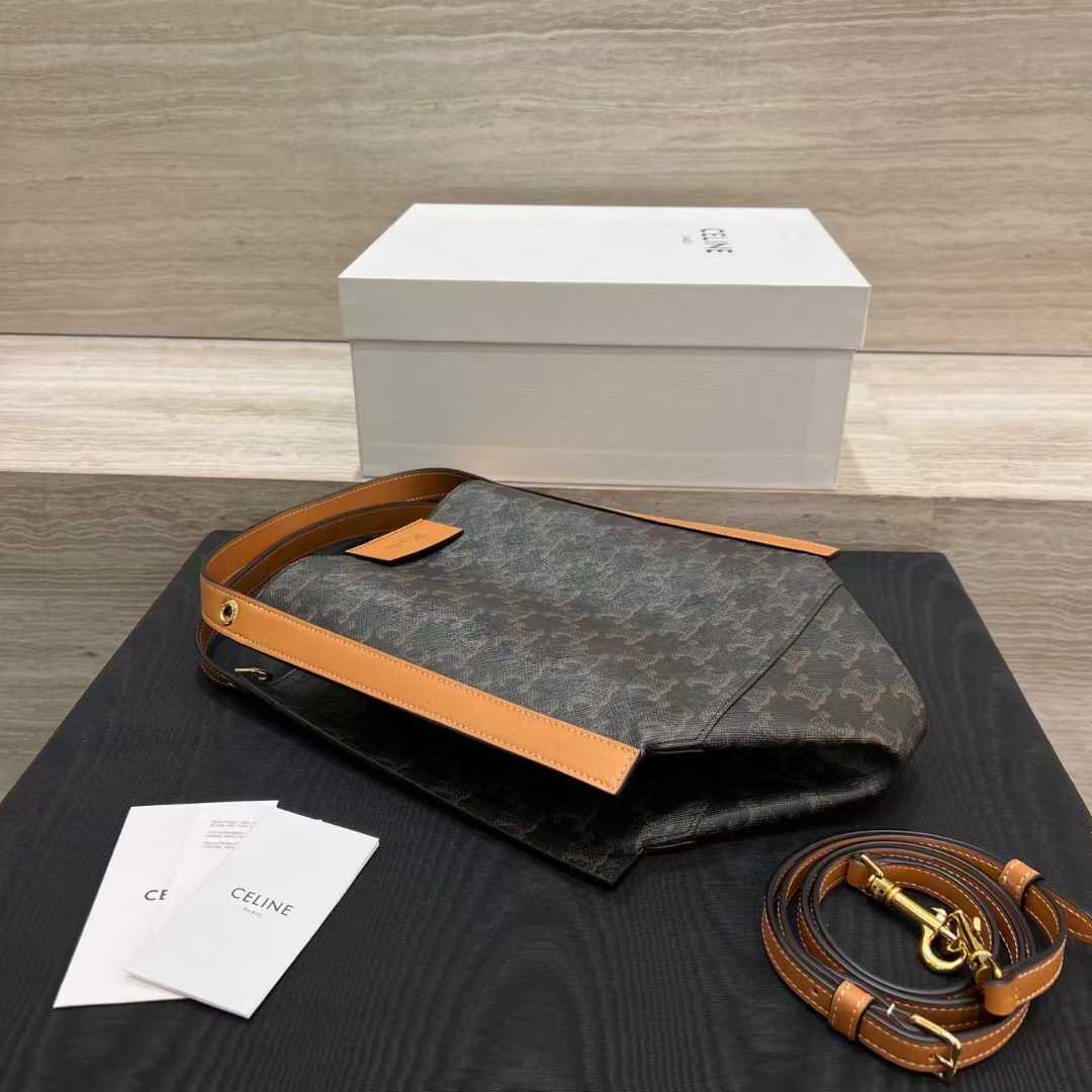 Celine SMALL CUBE BAG IN Triomphe Canvas and NATURAL Calfskin view 5