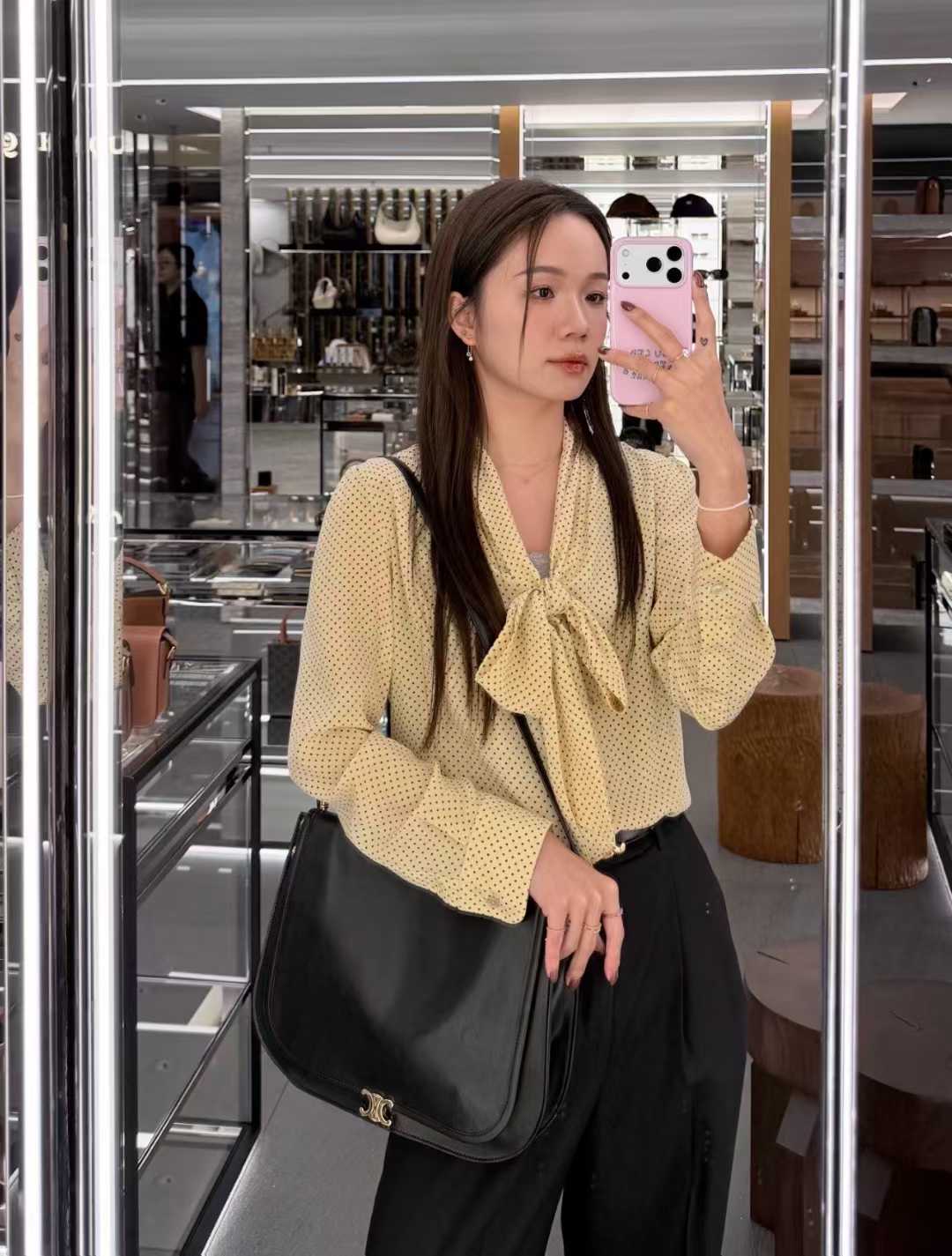 Celine Soft Triomphe Besace In Supple Shiny Lambskin view 18