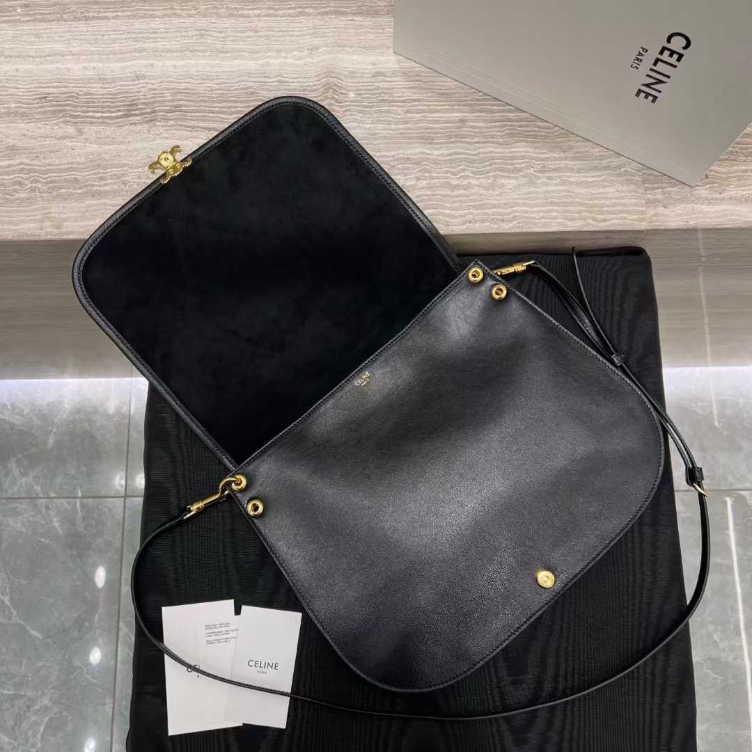 Celine Soft Triomphe Besace In Supple Shiny Lambskin view 3