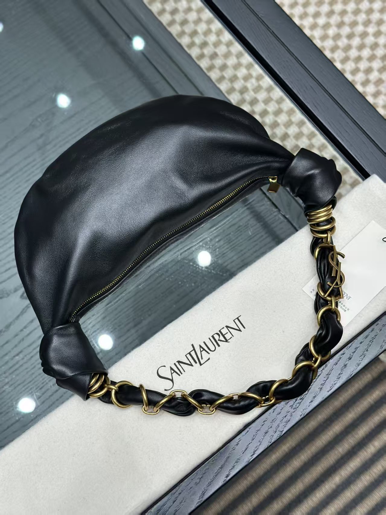 Saint Laurent AMALIA hobo in lambskin view 3