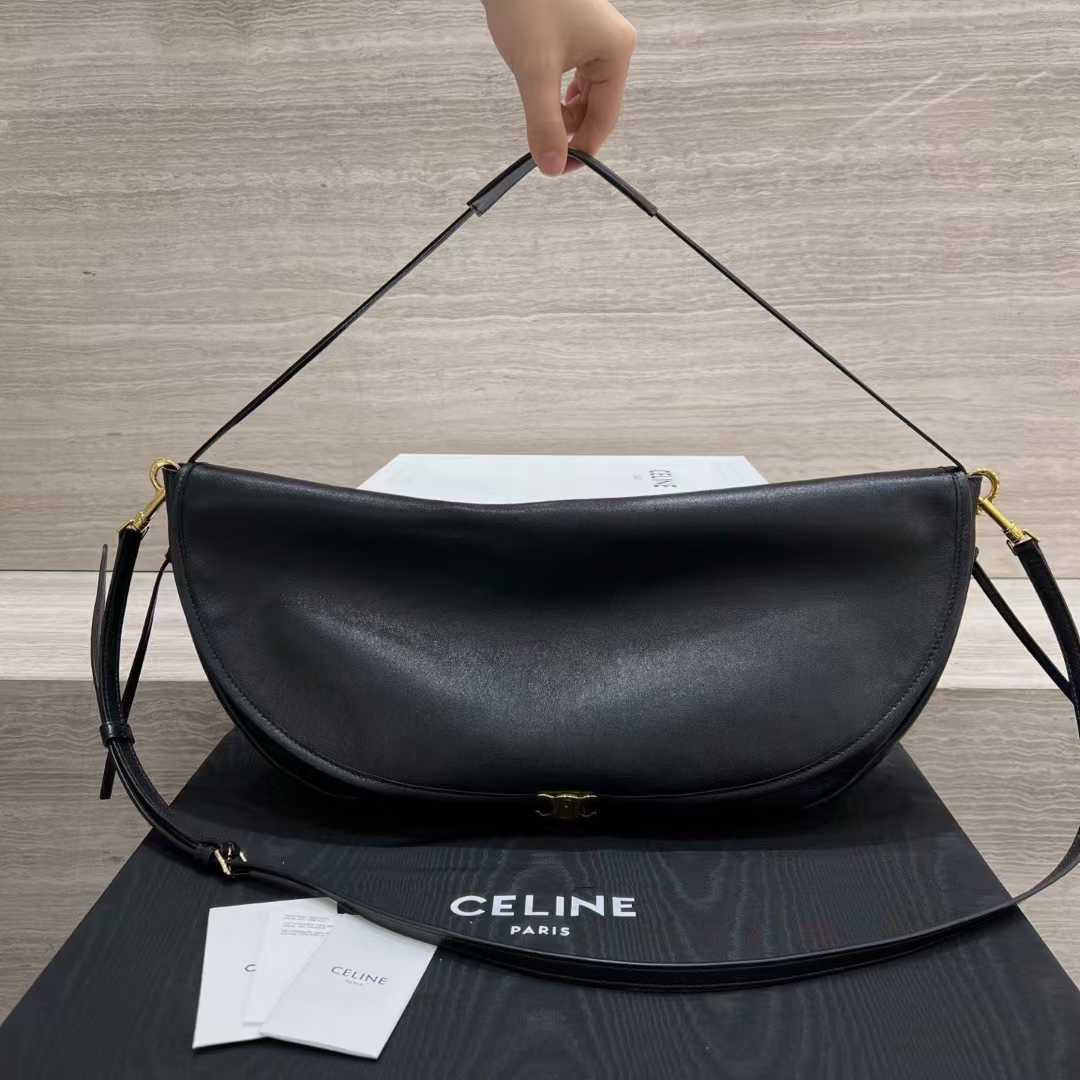 Celine Halfmoon Soft Triomphe Bag In Supple Shiny Lambskin view 1