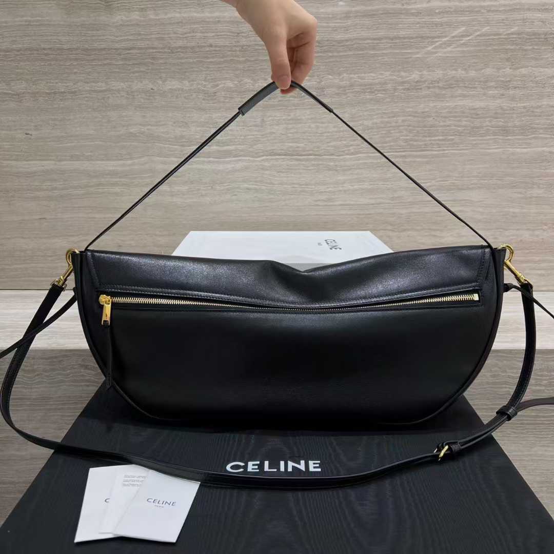 Celine Halfmoon Soft Triomphe Bag In Supple Shiny Lambskin view 2