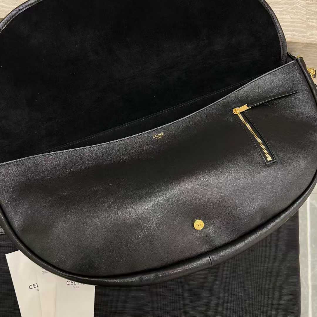 Celine Halfmoon Soft Triomphe Bag In Supple Shiny Lambskin view 4