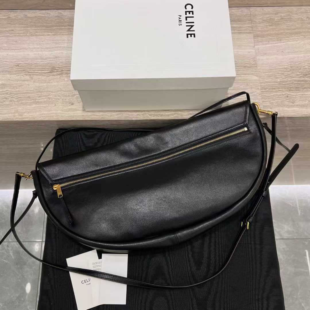 Celine Halfmoon Soft Triomphe Bag In Supple Shiny Lambskin view 5