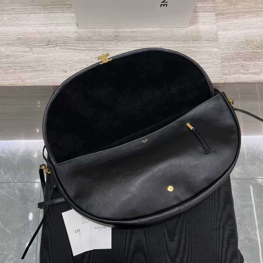 Celine Halfmoon Soft Triomphe Bag In Supple Shiny Lambskin view 6