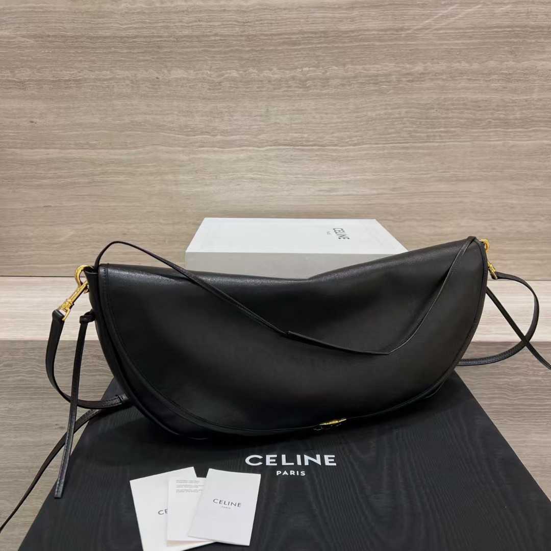 Celine Halfmoon Soft Triomphe Bag In Supple Shiny Lambskin view 8