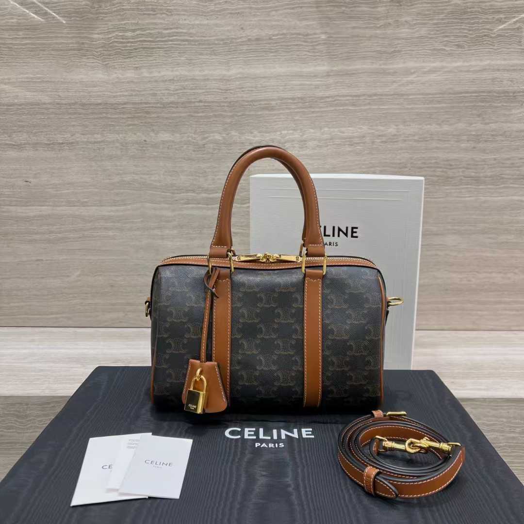 Celine Large Boston IN Triomphe Canvas and calfskin view 1