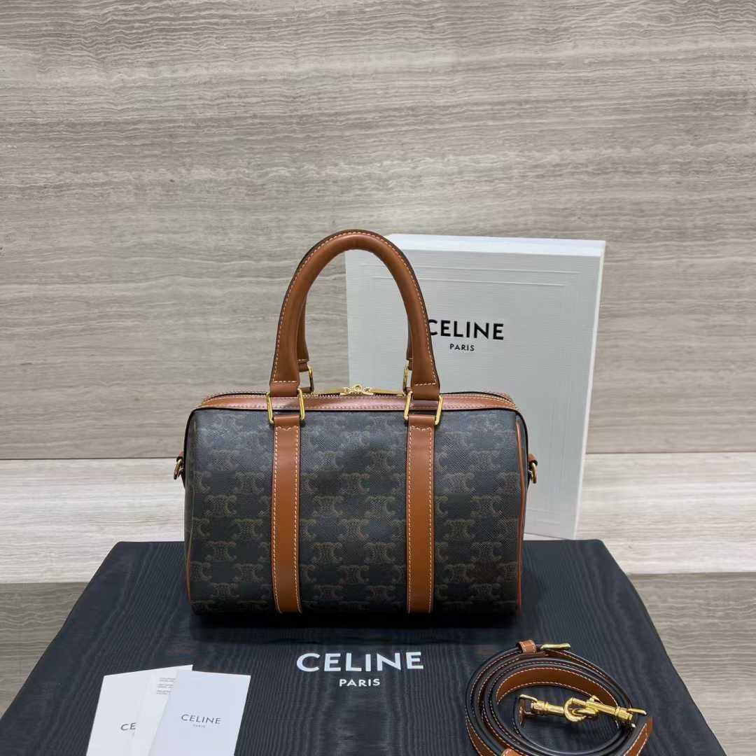 Celine Large Boston IN Triomphe Canvas and calfskin view 2