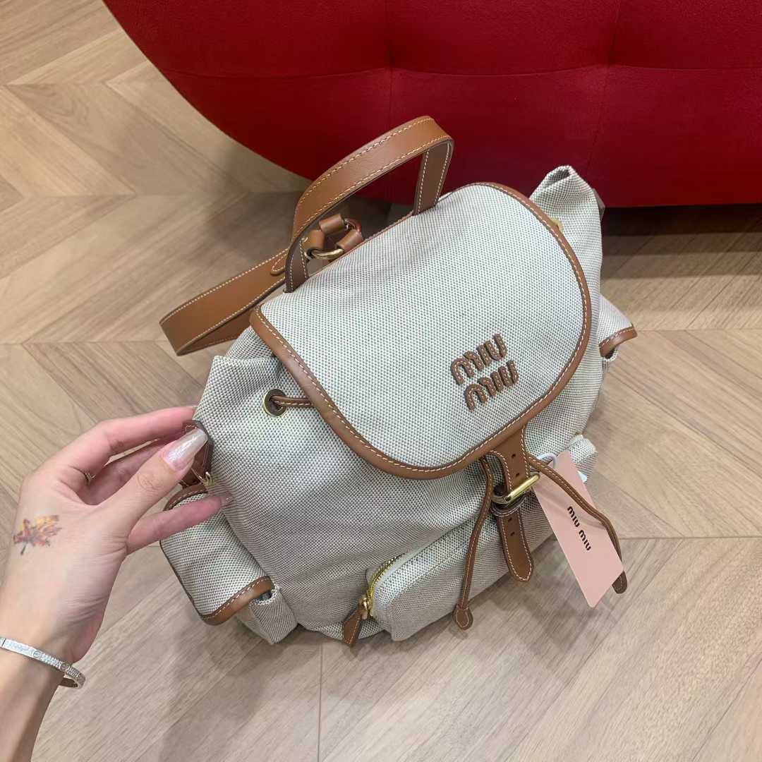 Miu Miu Canvas and leather backpack view 5
