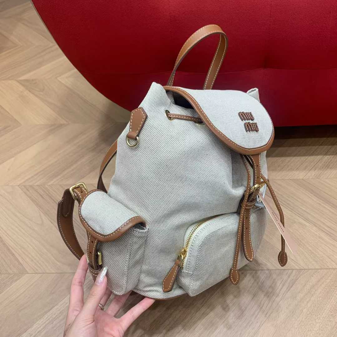 Miu Miu Canvas and leather backpack view 7