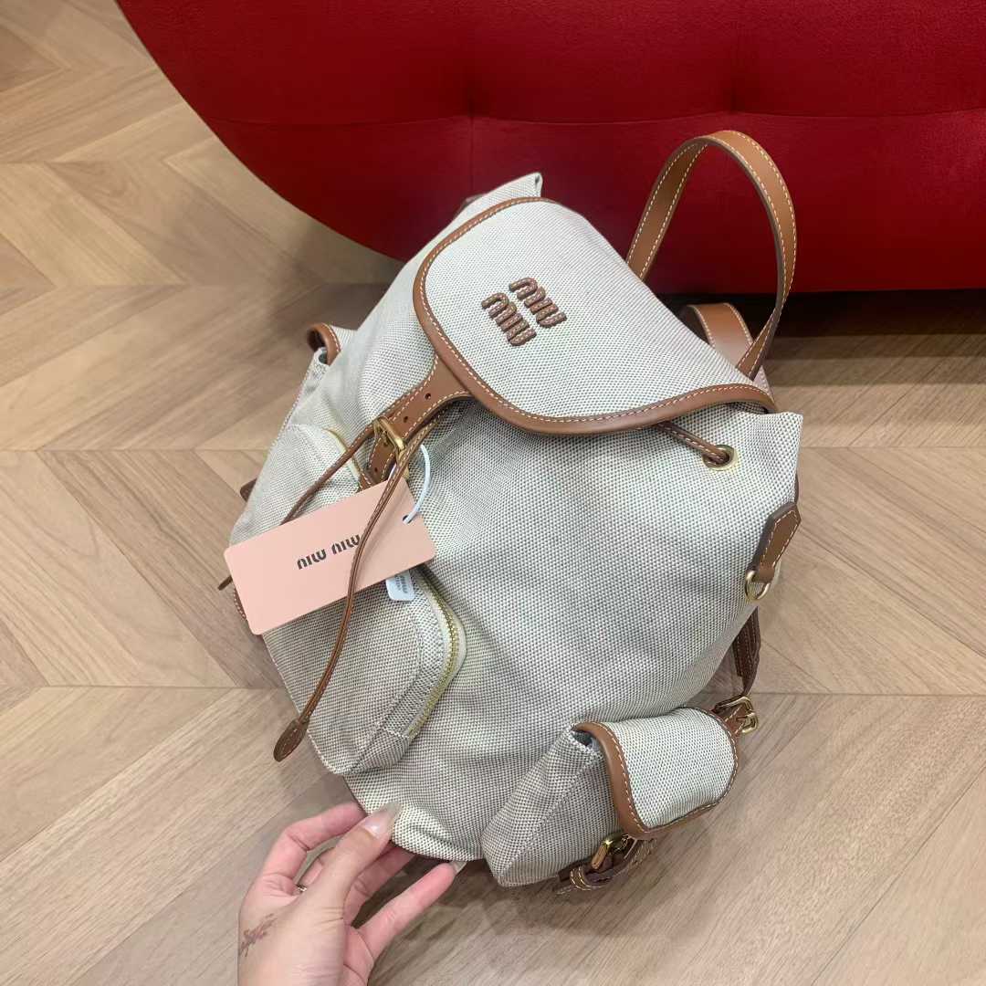 Miu Miu Canvas and leather backpack view 8