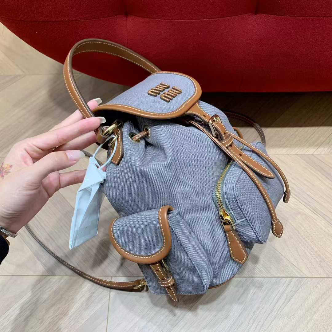 Miu Miu Canvas and leather backpack view 4