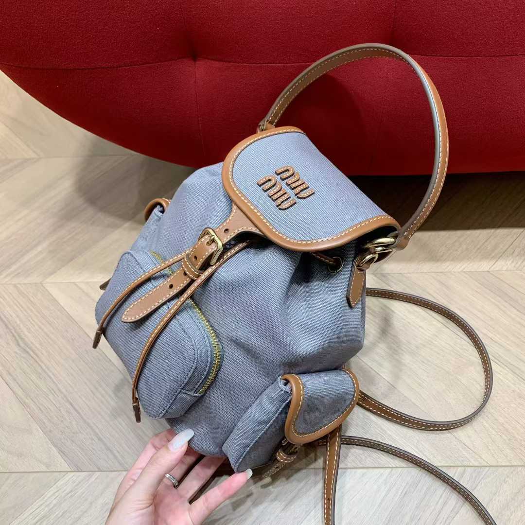 Miu Miu Canvas and leather backpack view 5