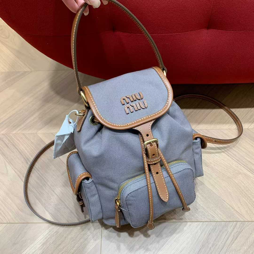 Miu Miu Canvas and leather backpack view 8
