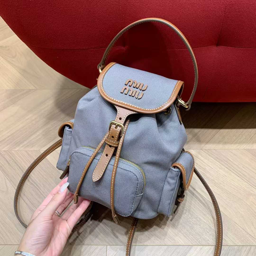 Miu Miu Canvas and leather backpack view 9