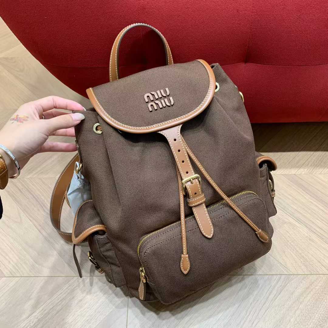 Miu Miu Canvas and leather backpack view 1