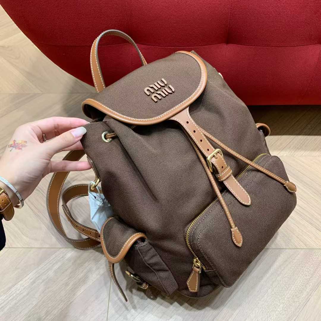 Miu Miu Canvas and leather backpack view 2