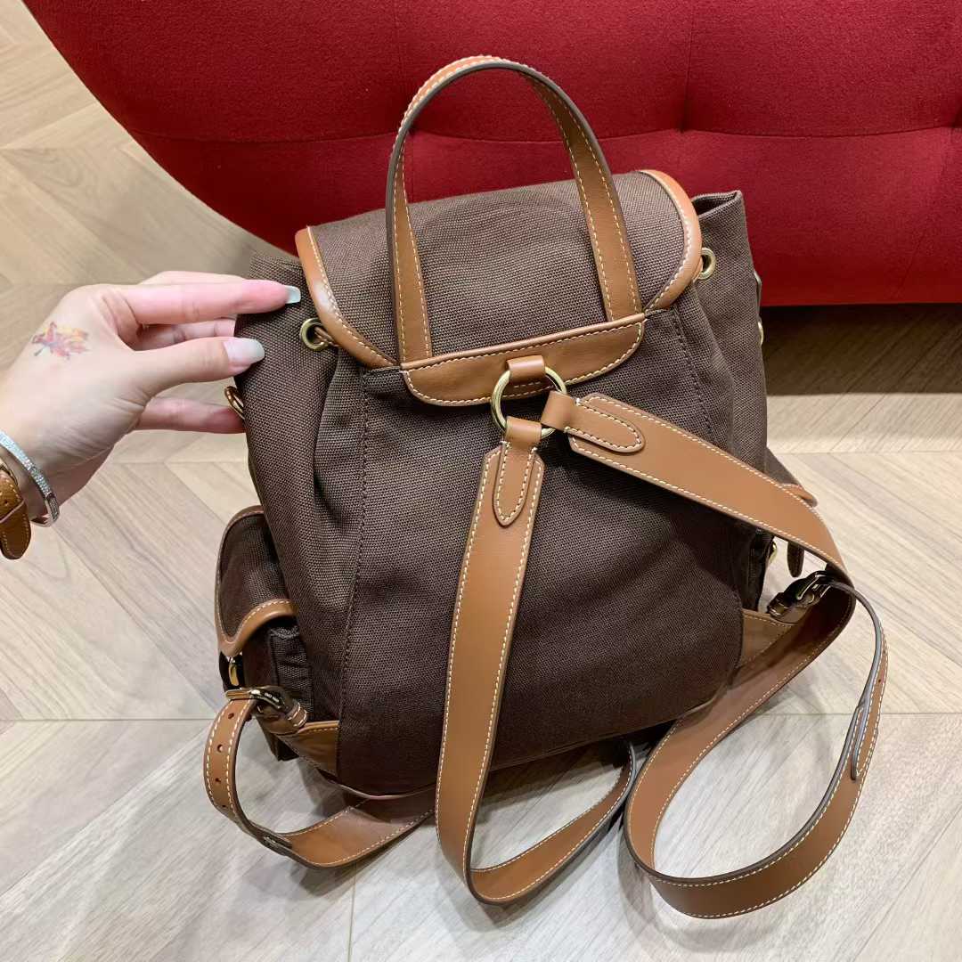 Miu Miu Canvas and leather backpack view 4