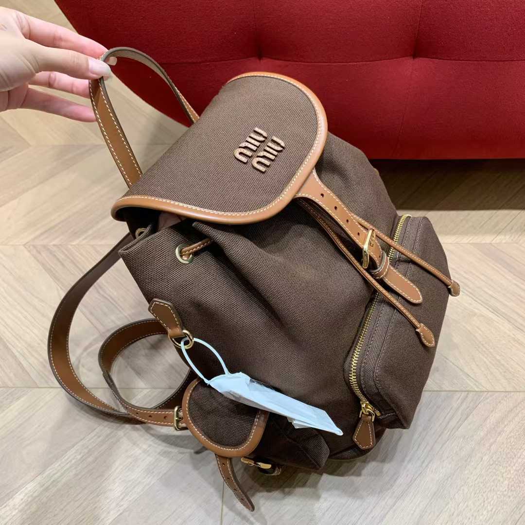 Miu Miu Canvas and leather backpack view 5