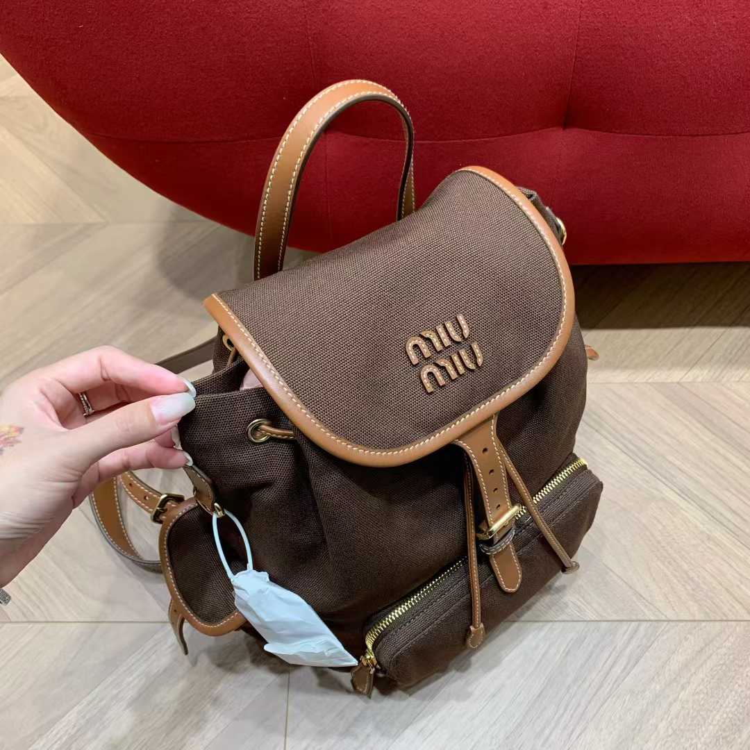 Miu Miu Canvas and leather backpack view 6